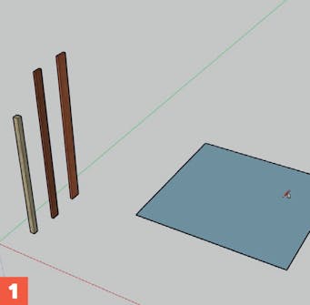 Ilmainen suunnitteluohjelma: Sketchup Rectangle Ilmainen suunnitteluohjelma: Piirrä nelikulmio maahan Rectangle-työkalulla.